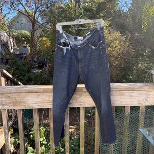 Frame Dark Denim Jeans Size 34 Holes All Over Le Gargon Crop Preowned Women